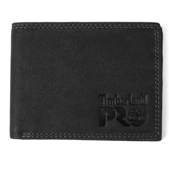 Timberland PRO Men's Slim Leather RFID Bifold Wallet with Back ID Window